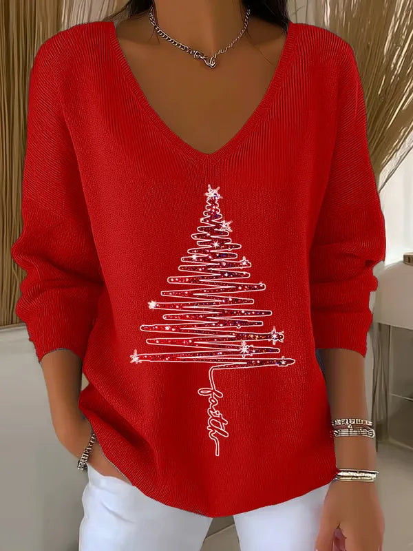 Natalia Christmas | Christmas Sweater with Glitter Tree