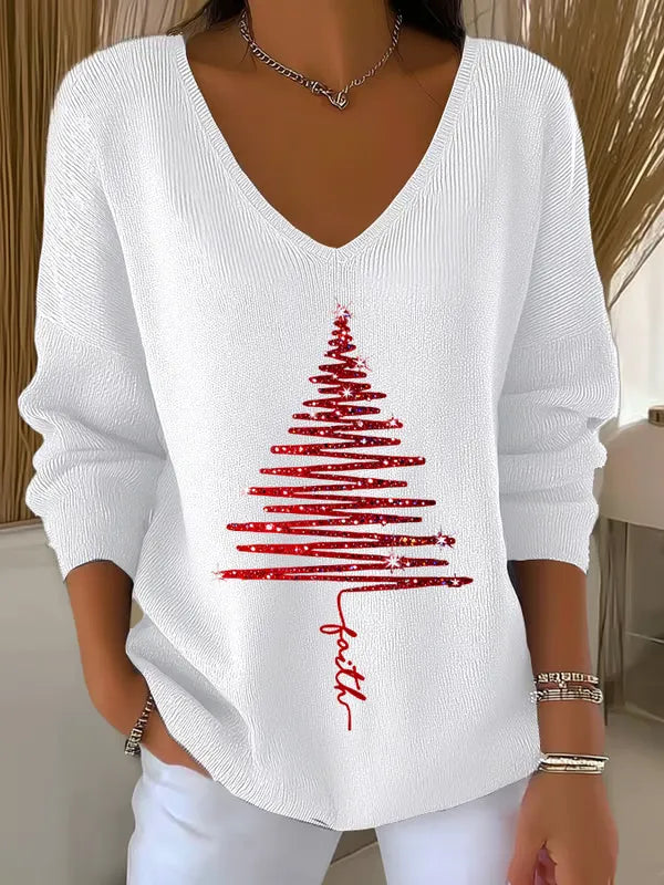 Natalia Christmas | Christmas Sweater with Glitter Tree