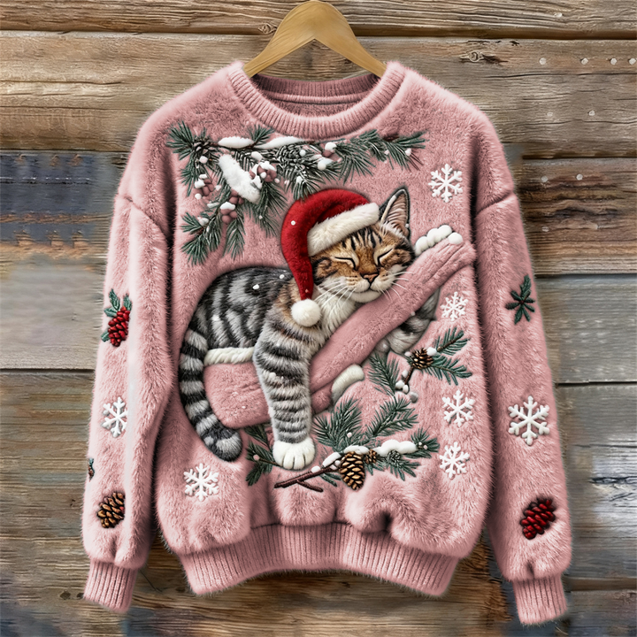 Misia™ | Fluffy Christmas Sweater with a Cute Cat