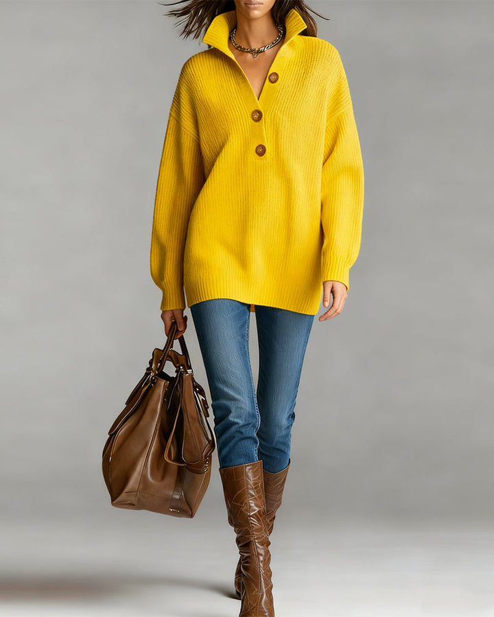 Diana | Elegant Three-Button Sweater with Collar
